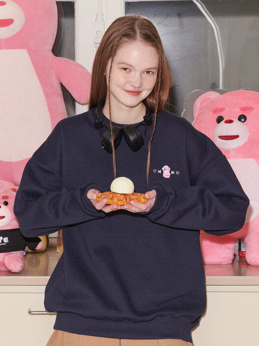 [ambler] Headphone Belly Over fit Sweatshirt BMM210 (navy)