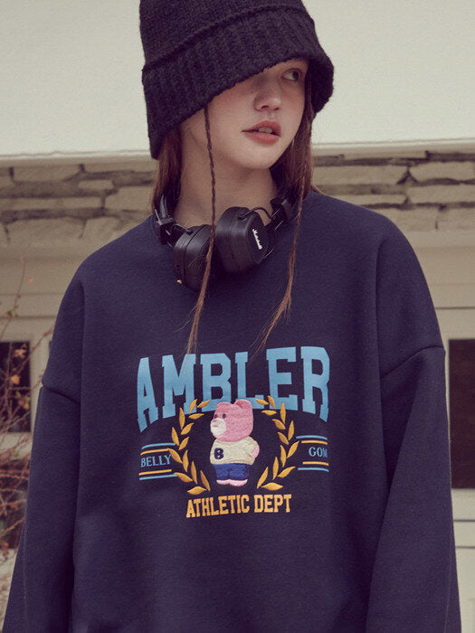 [ambler] Bay tree Belly Over fit Sweatshirt BMM212 (navy)