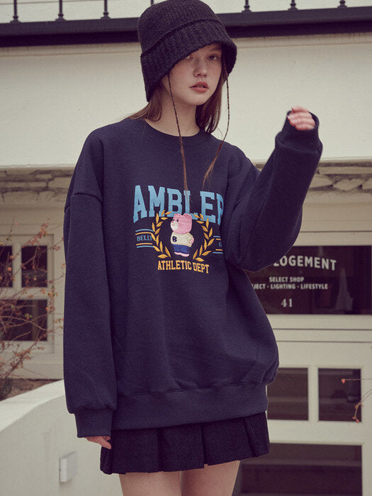 [ambler] Bay tree Belly Over fit Sweatshirt BMM212 (navy)