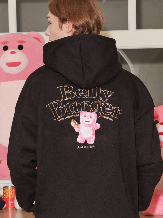 [ambler] Belly Burger Over fit Hoodie BMM213 (black)