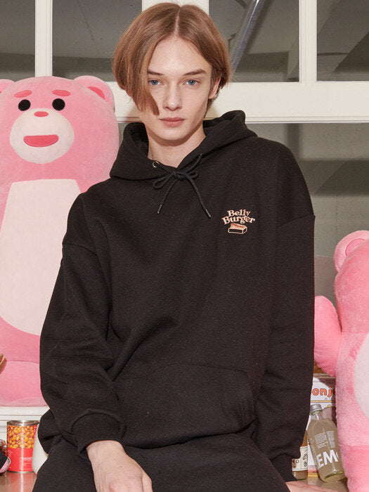 [ambler] Belly Burger Over fit Hoodie BMM213 (black)