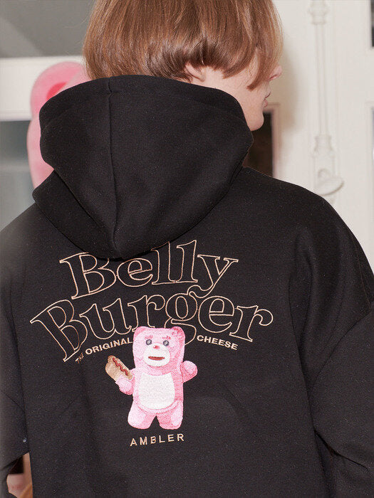 [ambler] Belly Burger Over fit Hoodie BMM213 (black)