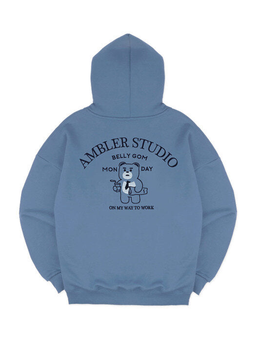 [ambler] Monday morning syndrome Over fit Hoodie BMM215 (blue)