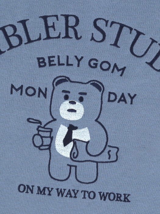 [ambler] Monday morning syndrome Over fit Hoodie BMM215 (blue)