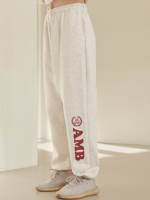[ambler] Big Logo jogger pants AP603 (oatmeal)