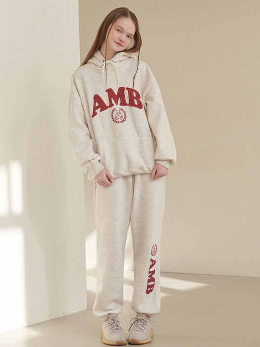 [ambler] Big Logo jogger pants AP603 (oatmeal)