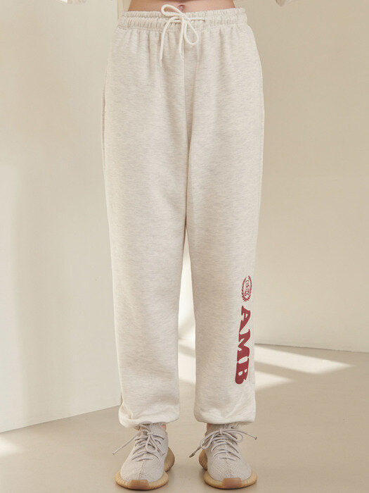 [ambler] Big Logo jogger pants AP603 (oatmeal)