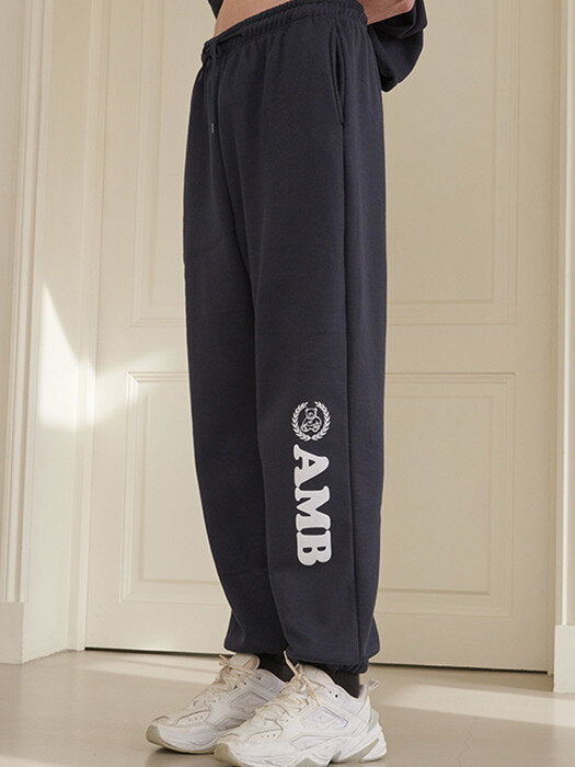 [ambler] Big Logo jogger pants AP603 (navy)