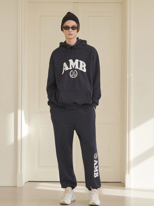 [ambler] Big Logo jogger pants AP603 (navy)