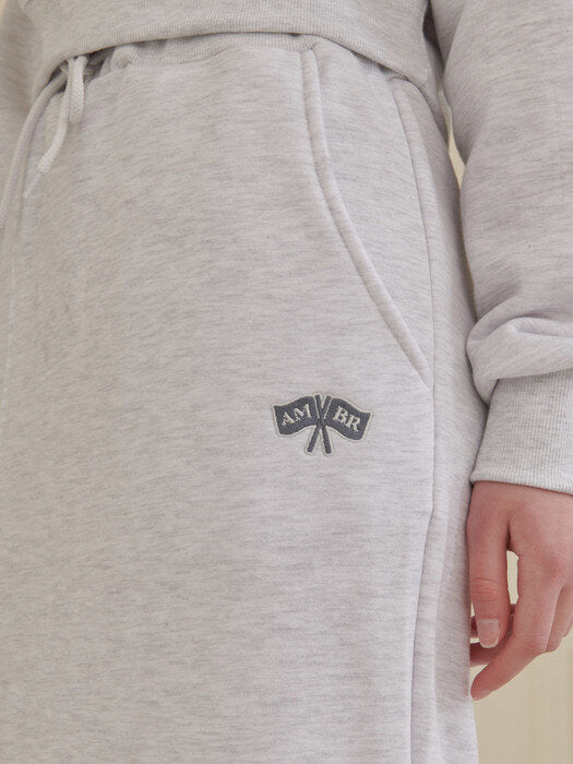 [ambler] Mini Flag Logo straight long skirt ASK201 (white melange)