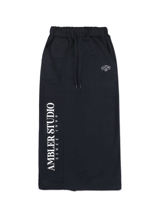 [ambler] Mini Flag Logo straight long skirt ASK201 (navy)