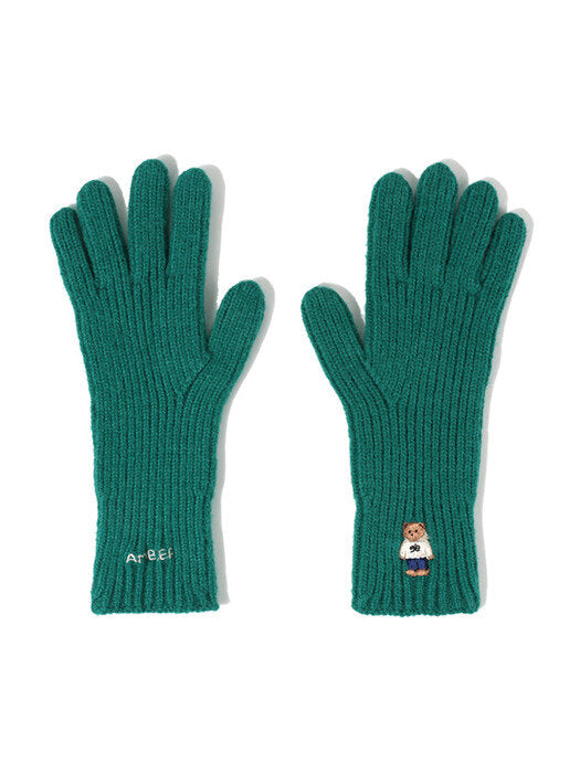 [ambler] One Bear Finger Hole Gloves AG101 (Green)