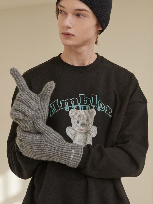 [ambler] One Bear Finger Hole Gloves AG101 (Melange)