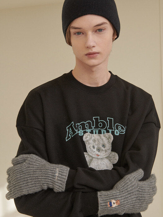 [ambler] One Bear Finger Hole Gloves AG101 (Melange)