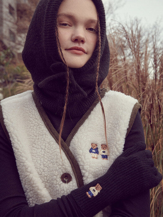 [ambler] One Bear Finger Hole Gloves AG101 (Black)