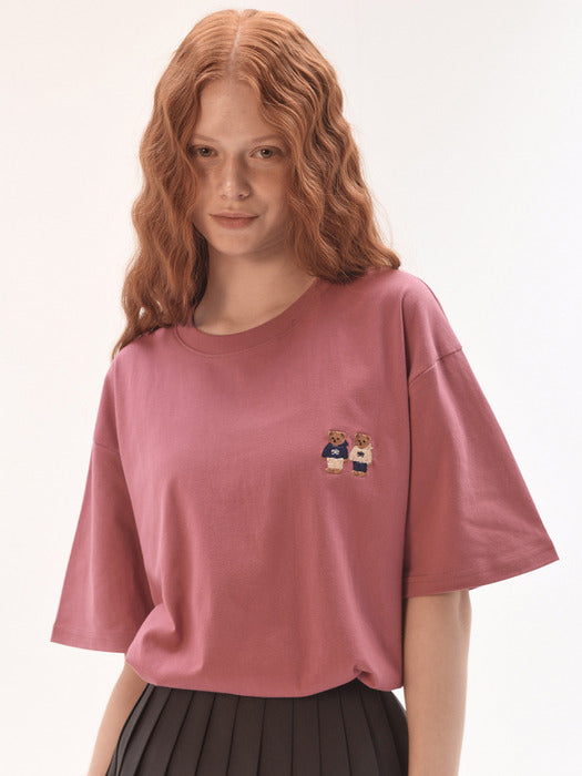 [ambler] Twinlook bear Over fit T-Shirts AS902 (Pink)