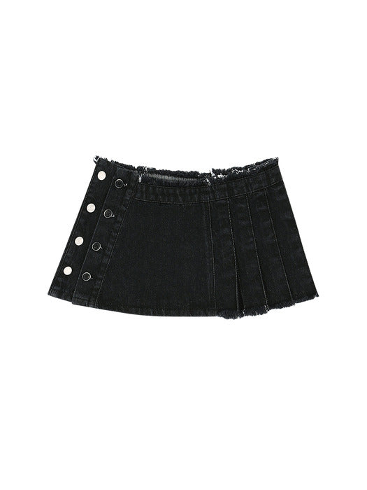 [andersson bell] (WOMEN) APRON WRAP PLEATS DENIM SKIRT apa606w(BLACK)
