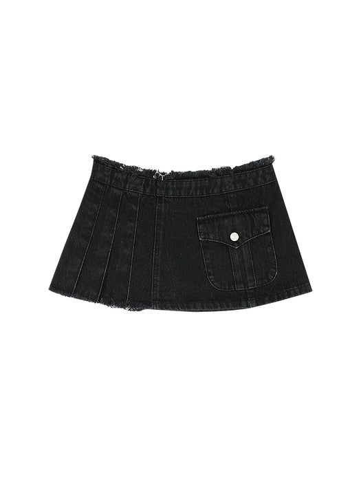 [andersson bell] (WOMEN) APRON WRAP PLEATS DENIM SKIRT apa606w(BLACK)