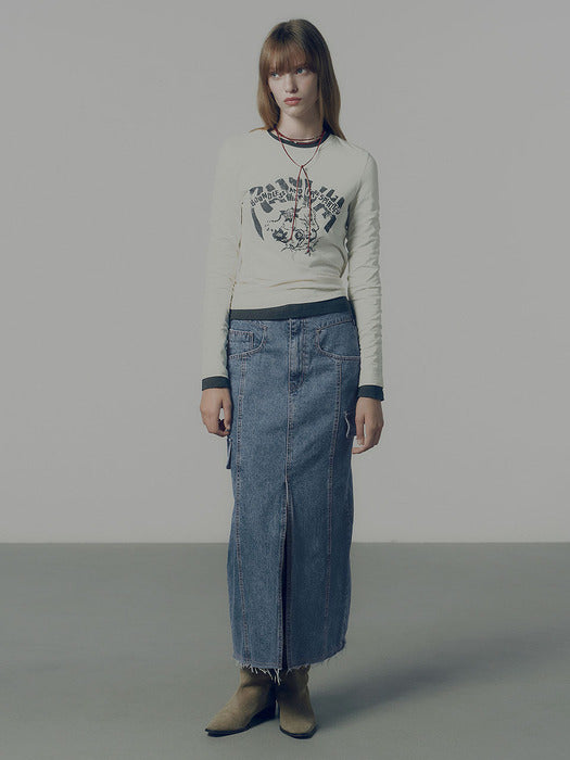 Raive Denim Midi Skirt in Blue
