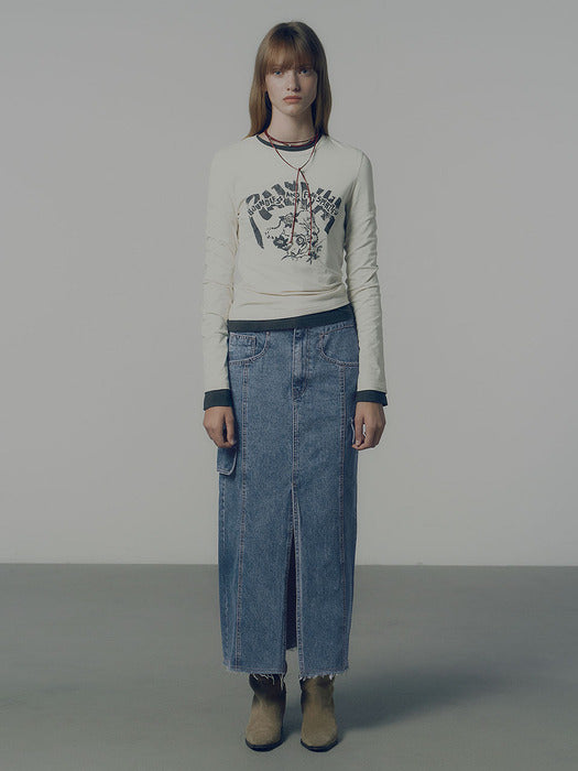 Raive Denim Midi Skirt in Blue