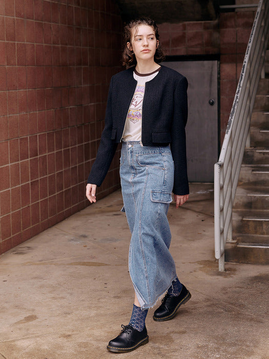 Raive Denim Midi Skirt in Blue
