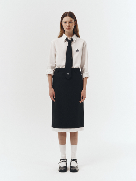 [dunst] LAYERED H-LINE MIDI SKIRT BLACK_UDSK3A205BK