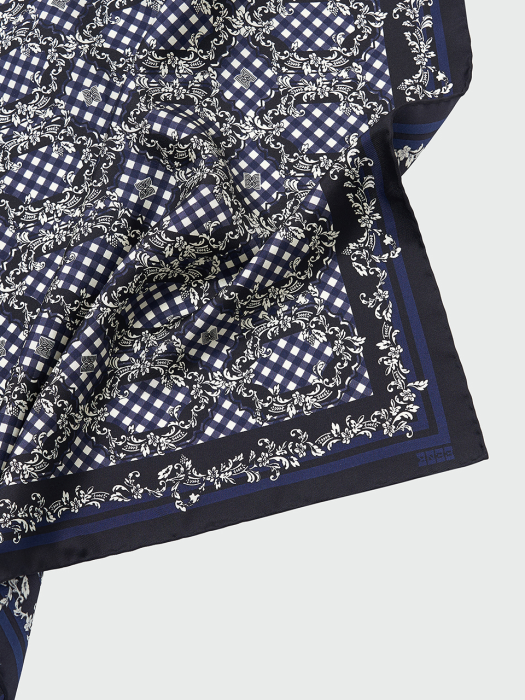 Eenk Wuewue Petit Pattern Scarf (60*60cm) - Navy Multi