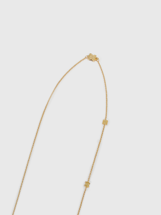 [EENK] Wilky Logo Station Long Chain Necklace - Gold
