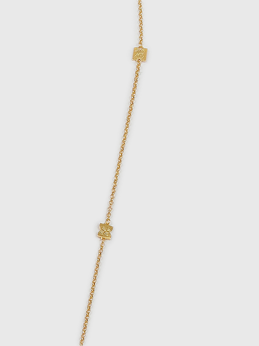 [EENK] Wilky Logo Station Long Chain Necklace - Gold