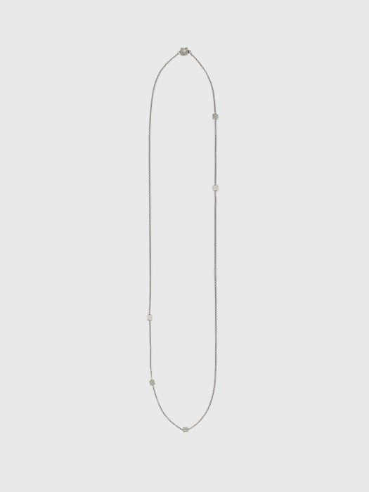 Eenk Wilky Logo Station Long Chain Necklace - Silver