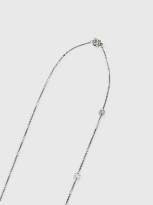 Eenk Wilky Logo Station Long Chain Necklace - Silver