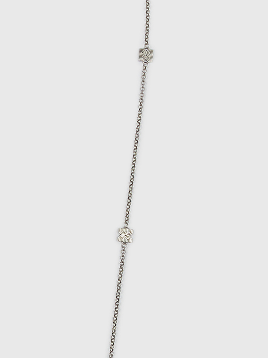 Eenk Wilky Logo Station Long Chain Necklace - Silver
