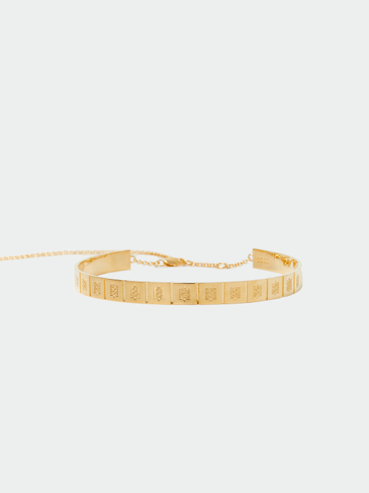 Eenk Wio Logo-Engraved Chocker Necklace - Gold
