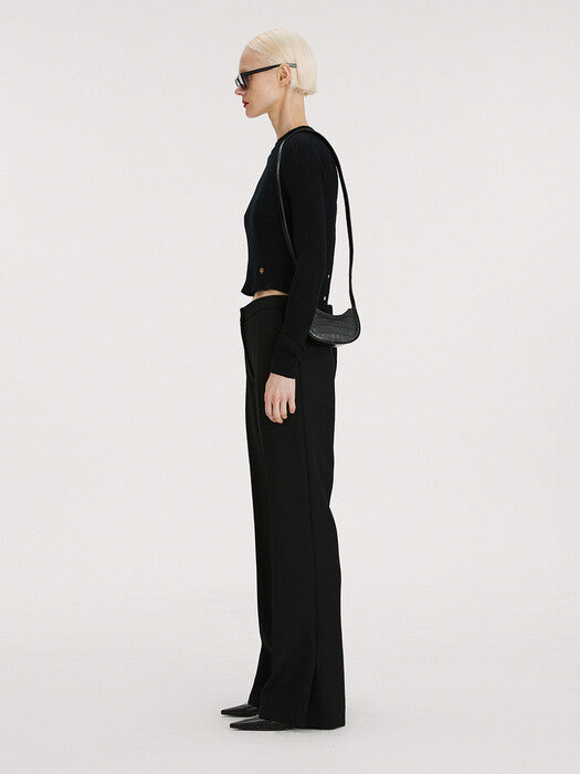 [recto] 60S FLARE SLIT DETAIL WOOL PANTS (BLACK)
