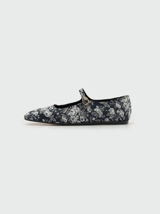 Eenk Wawa Square Toe Mary-Jane Flats - Navy Multi