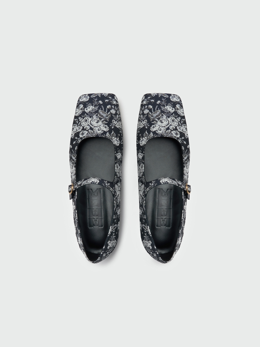 Eenk Wawa Square Toe Mary-Jane Flats - Navy Multi