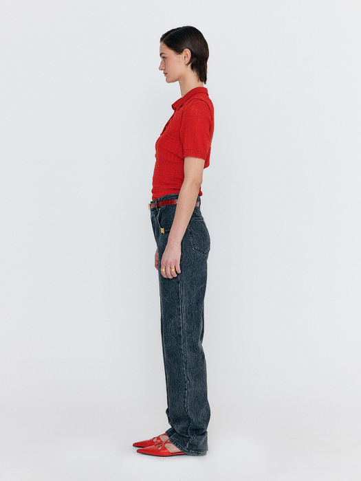 Eenk Wra Square Detail Sleeveless Top - Red