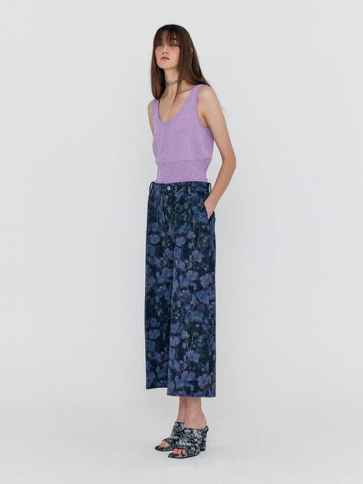 [EENK] Wra Square Detail Sleeveless Top - Lavender
