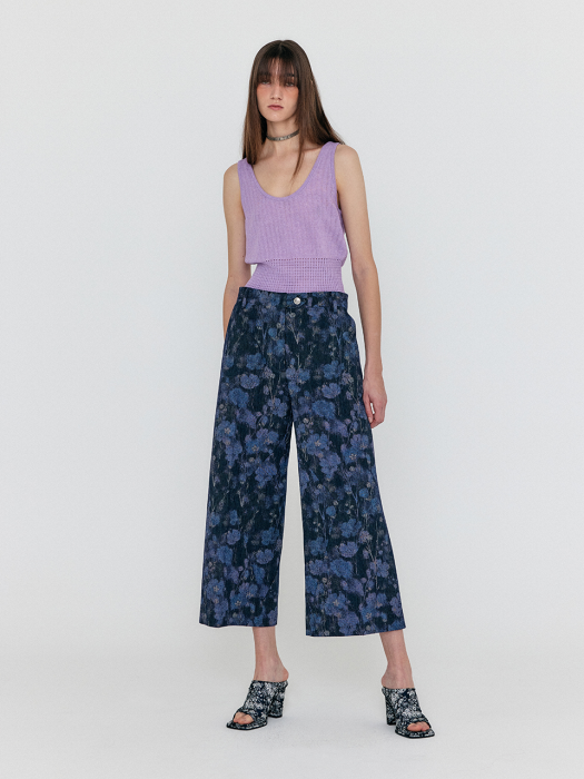 [EENK] Wra Square Detail Sleeveless Top - Lavender