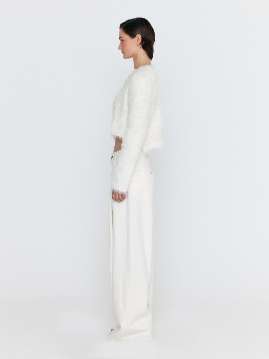 Eenk Woebe Hairy Knit Cardigan - Ivory