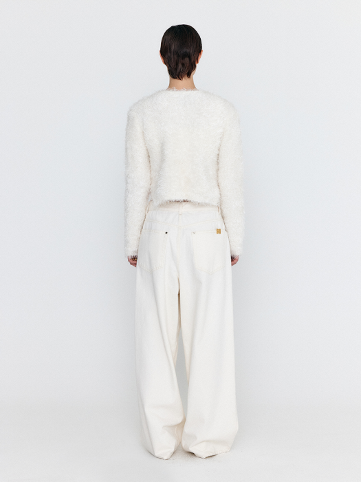 Eenk Woebe Hairy Knit Cardigan - Ivory
