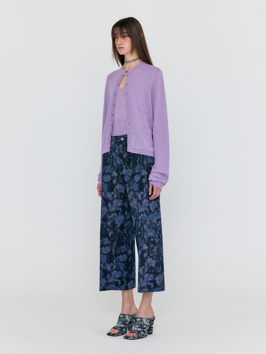 Eenk Wri Square Detail Cardigan - Lavender