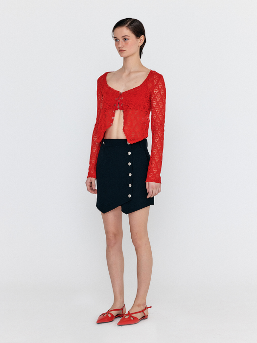 Eenk Wiamond Diamond-Lace Cardigan - Red