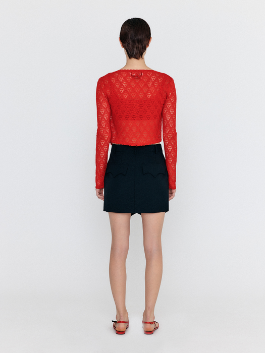 Eenk Wiamond Diamond-Lace Cardigan - Red