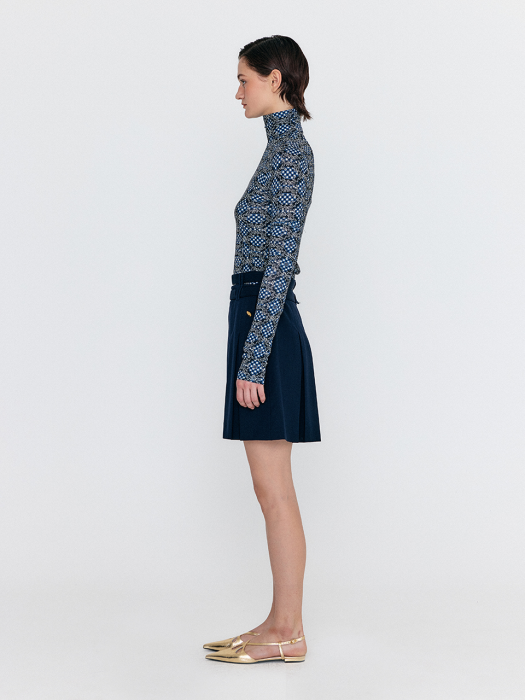 Eenk Wendel Double-Belted Pleated Mini Skirt - Navy