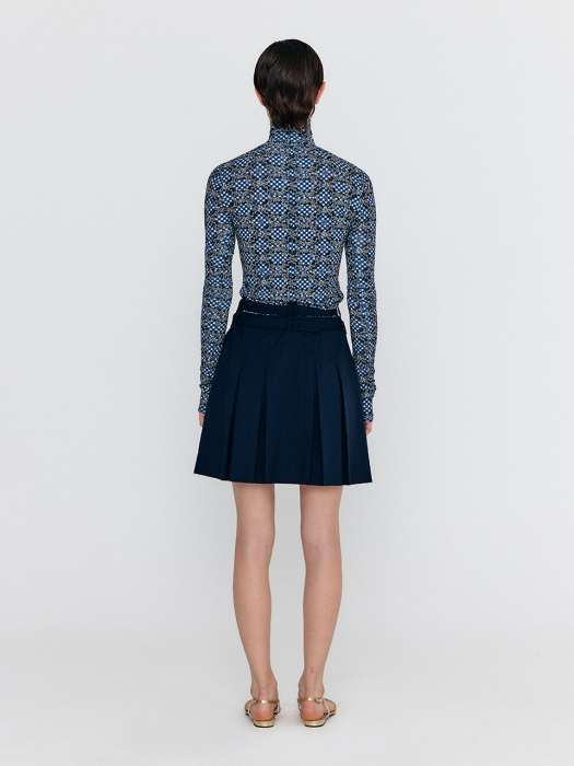 Eenk Wendel Double-Belted Pleated Mini Skirt - Navy