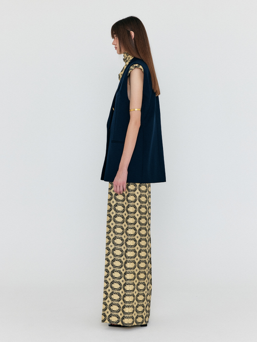 Eenk Winston Oversized Double-Breasted Vest with Scarf - Navy