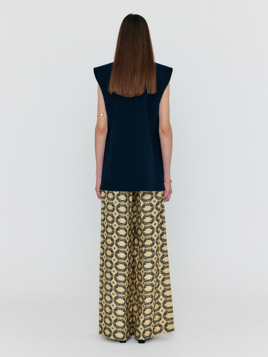 Eenk Winston Oversized Double-Breasted Vest with Scarf - Navy