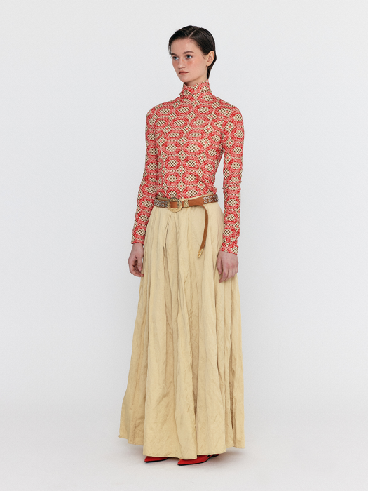 Eenk Wol Patterned Mockneck Top - Red Multi