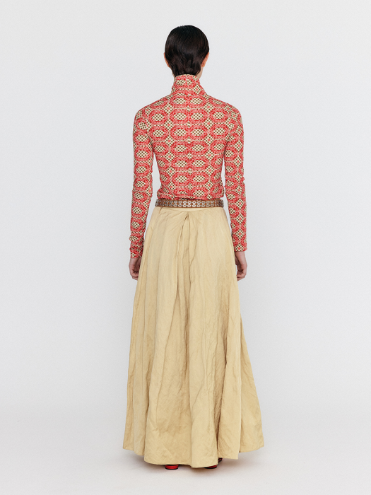 Eenk Wol Patterned Mockneck Top - Red Multi